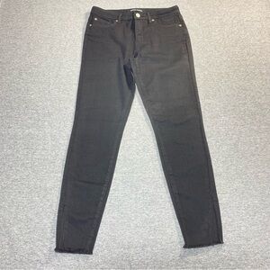 Ashley Mason Jeans Women 27 Black Skinny Mid Rise Vented Hem Fringe 80's Denim